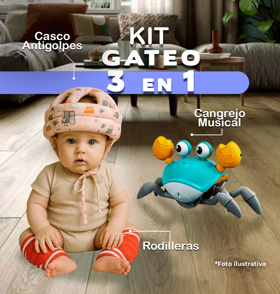 KIT PORTÃO | Cangrejo Musical, Casco Antigolpes e Rodilleras