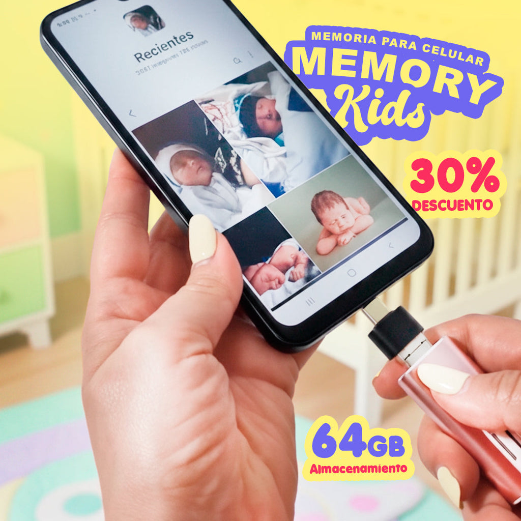 MEMORY-KIDS 💽 | Guarda sus recuerdos (Memoria 64GB para Iphone, Android, Computador)