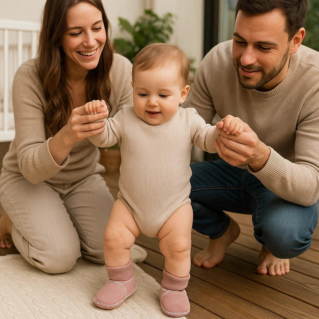 Gefütterte Baby Winter Socken Schuhe in Wildleder Optik